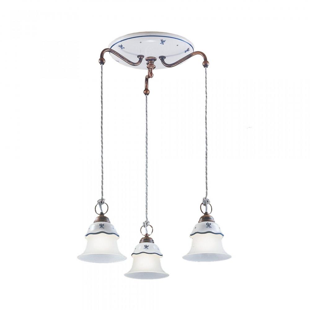 fuggesztek lampa keramia kezzel festett ferroluce olasz toszkan mintas ebedlo asztal fole nyaralo felujitas lampa vilagitas harom izzos mennyezeti lameridiana lakberendezes.jpg